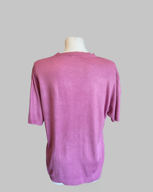 Bonmarché Lilac Knit Short Sleeved Top – Size - UK-14