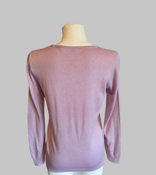 Damart Lilac Embellished Knit Top – Gem Detail – Size - UK-10–12