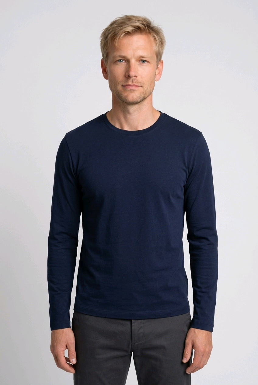 Man wearing a long sleeve t shirt