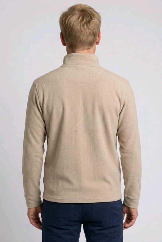 Man wearing a beige sweater