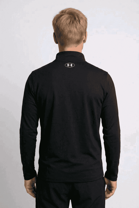 Man wearing a black long-sleeve jacket