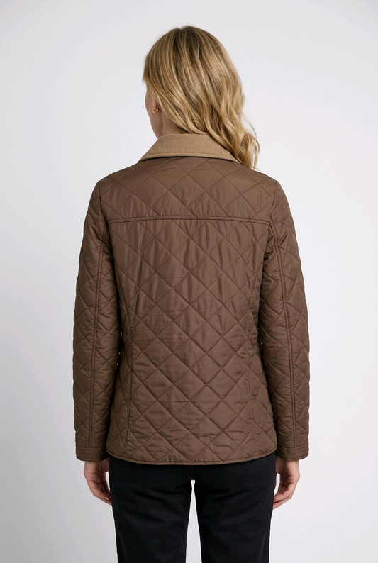 Brown quilted jacket back view