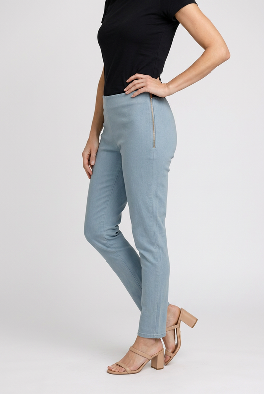 Light blue pants worn by a woman
