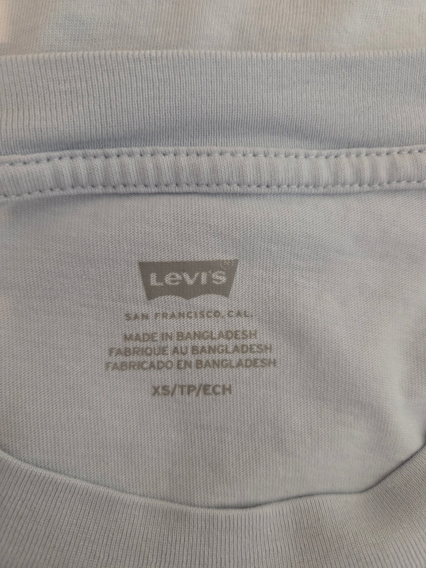 Levis Light Blue Logo Cropped T-Shirt UK XS