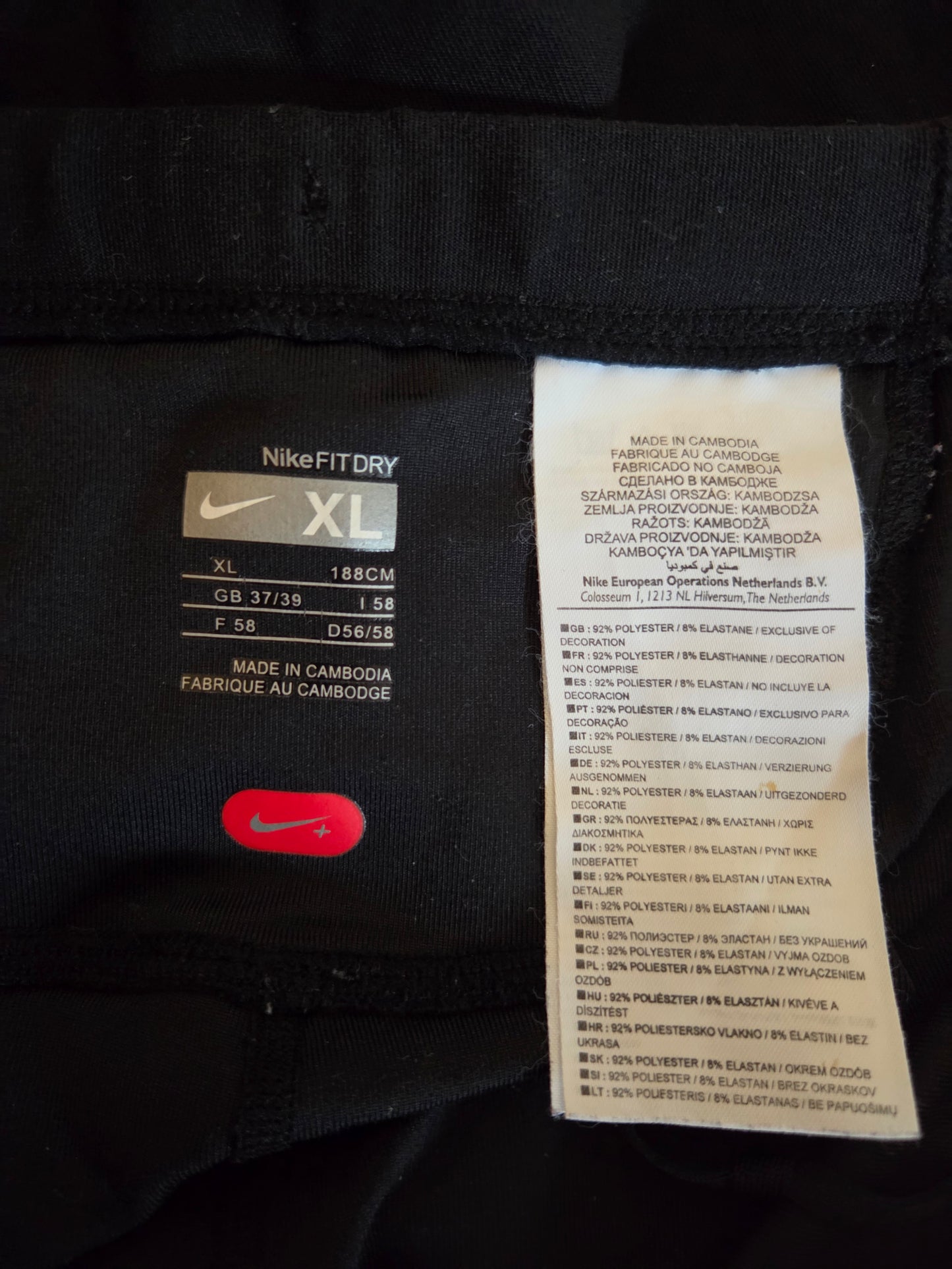 Close-up of a Nike size label