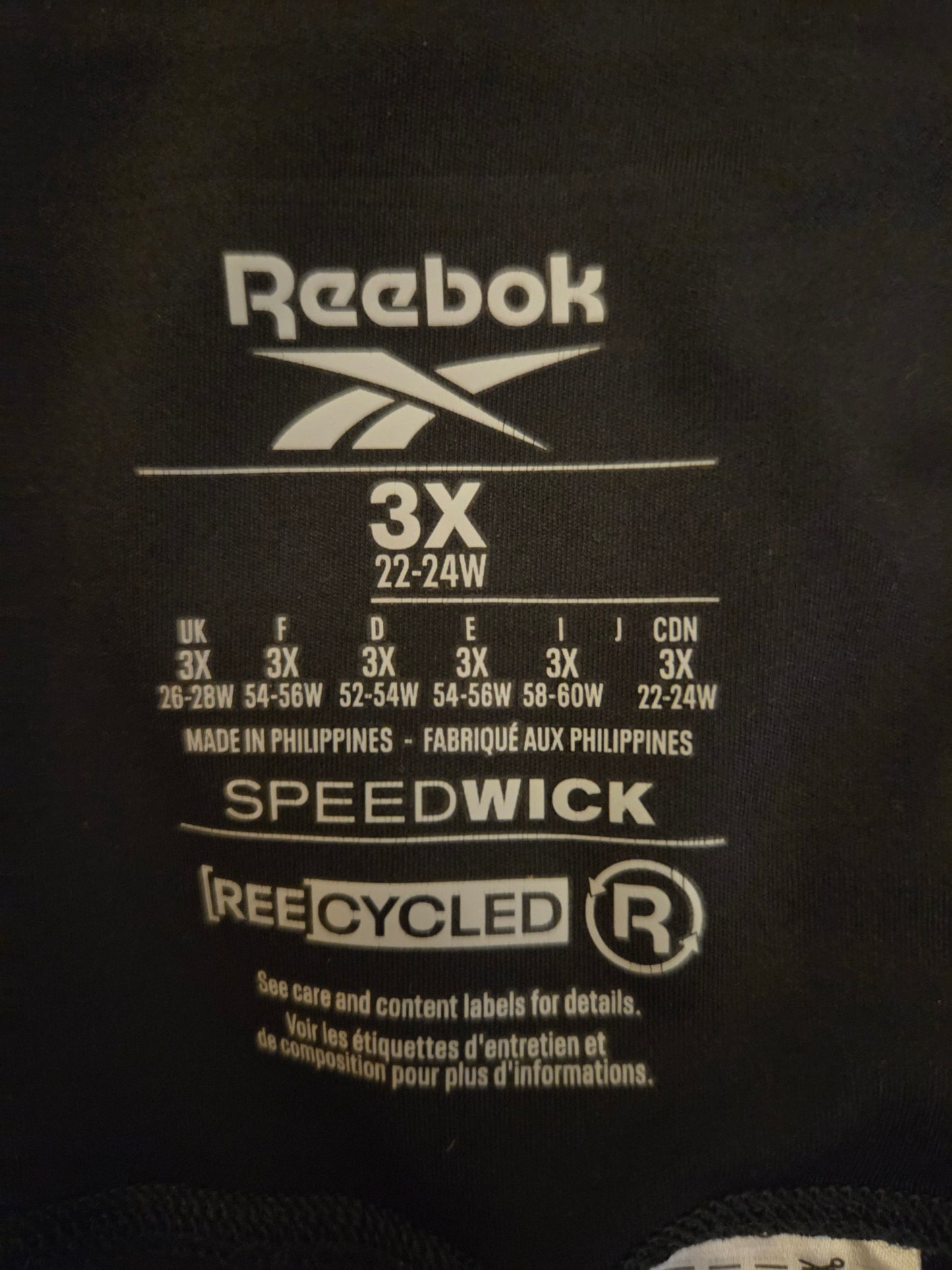 Reebok size label