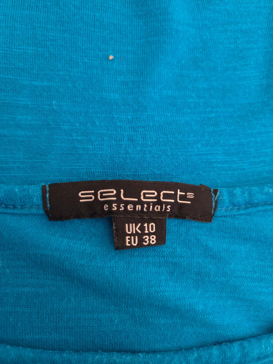 Blue fabric with a 'Select Essentials' label showing size UK 10 EU 38.