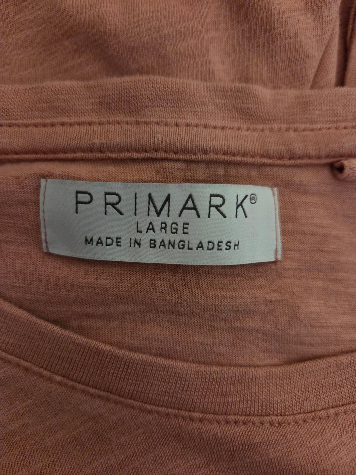 Primark pink t-shirt UK large clothing size tag