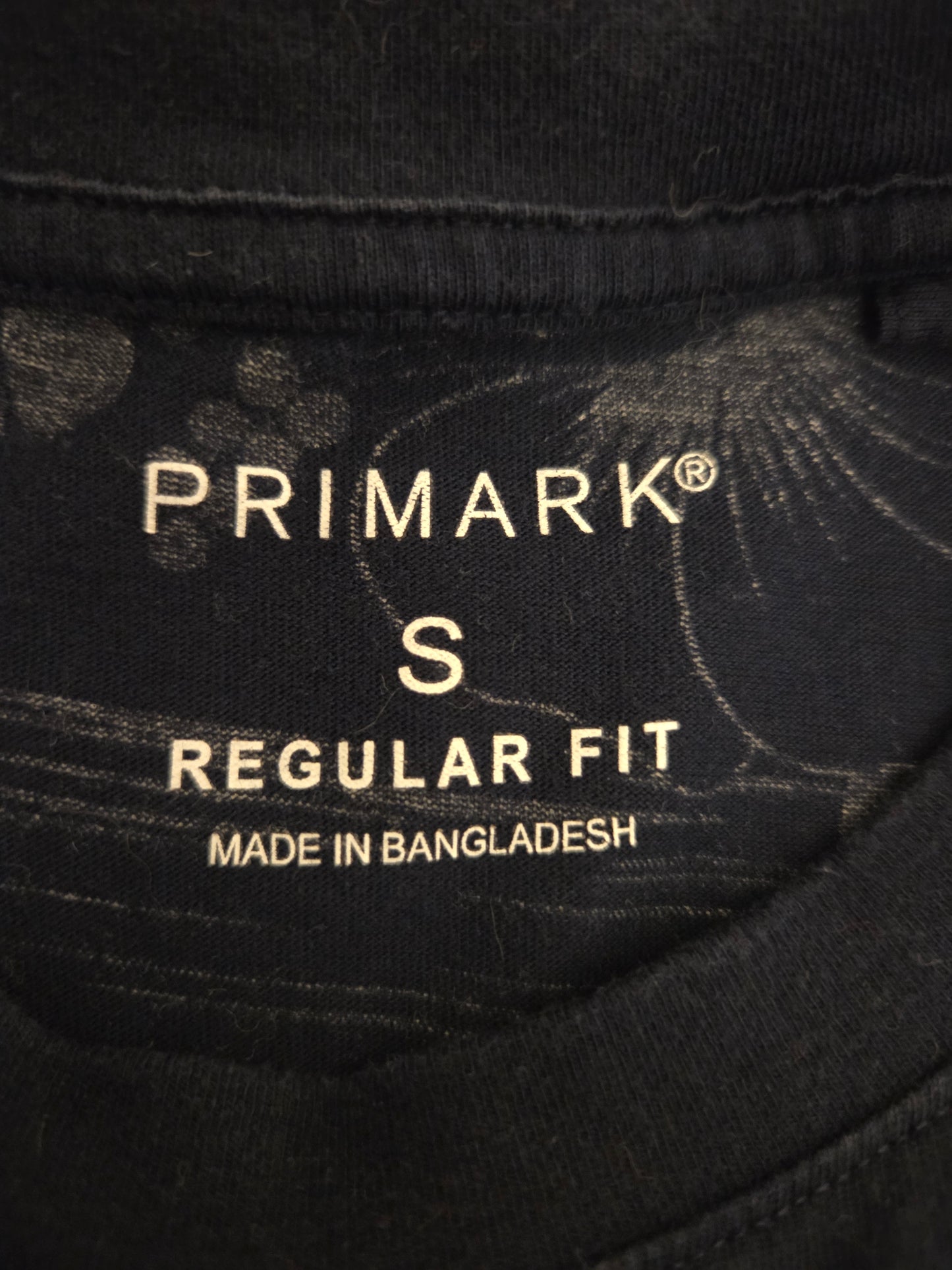 Primark navy & white t-shirt UK small pre- loved clothing size label