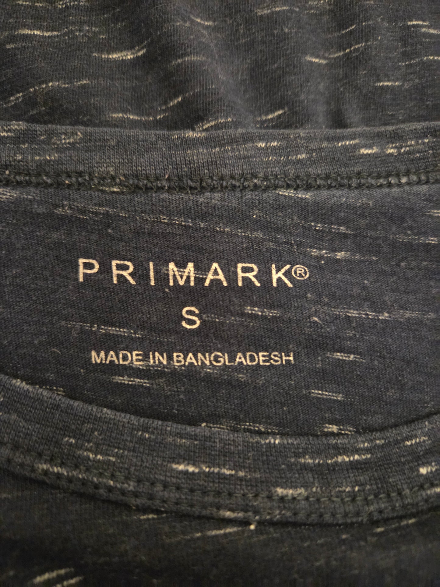 Primark navy marl t-shirt UK small pre- loved clothing size label