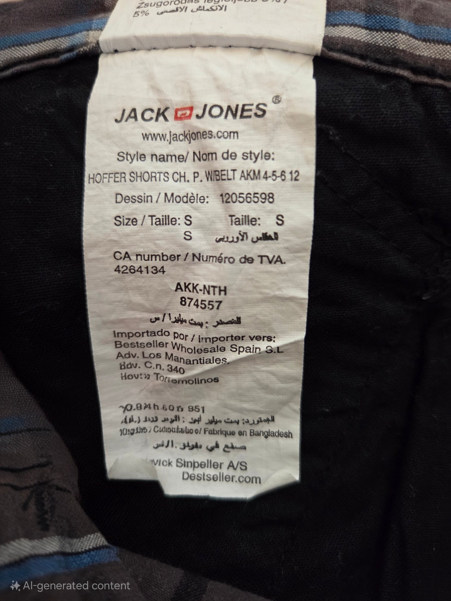 Jack & Jones size label