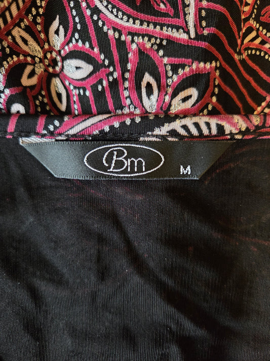 BM Floral Pattern V-Neck Buckle Ring Detail Top - Size - UK-Medium