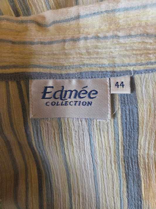 Edmée Striped Shirt – Cream & Blue Short Sleeve – Size - UK-16