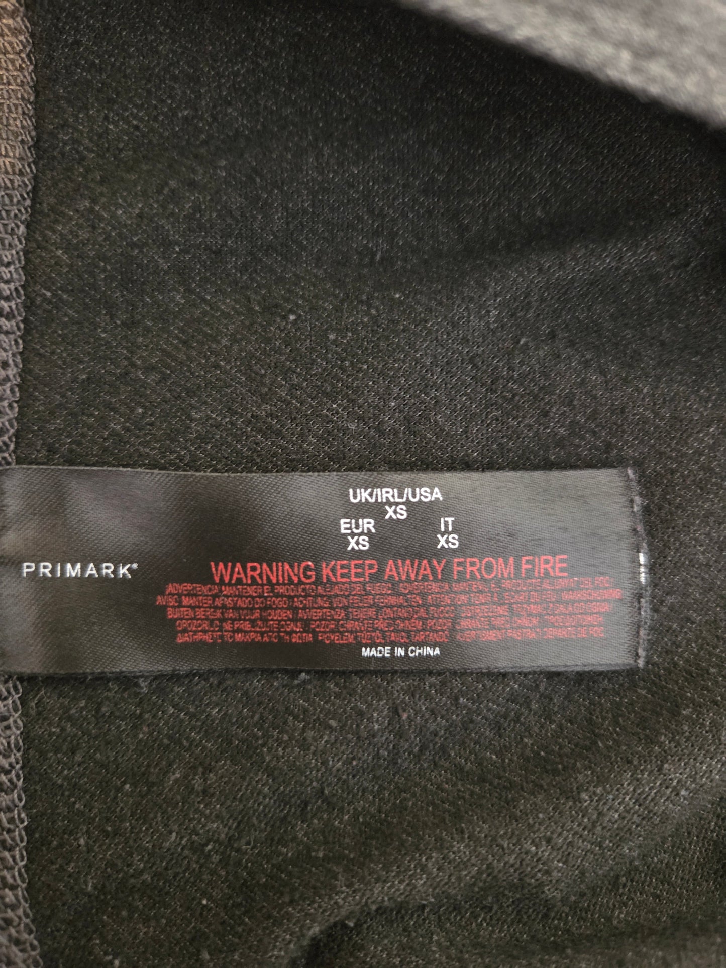 Primark grey long sleeve thermal top UK size XS pre-loved size tag