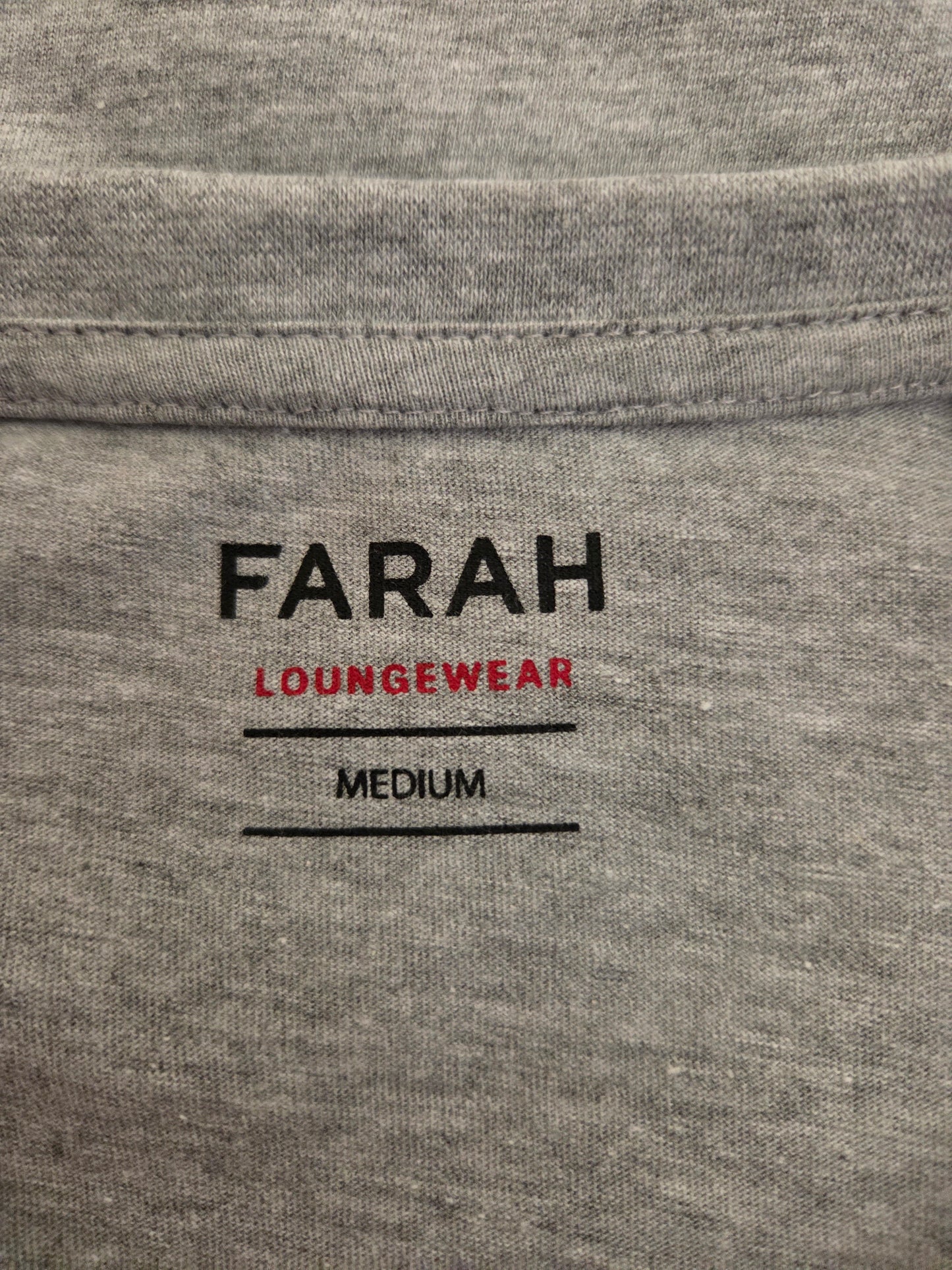 Farah grey lounge t shirt UK small pre-loved clothing size label