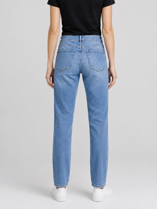 Person wearing light blue jeans