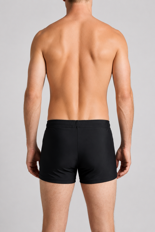 Back view of swim trunks