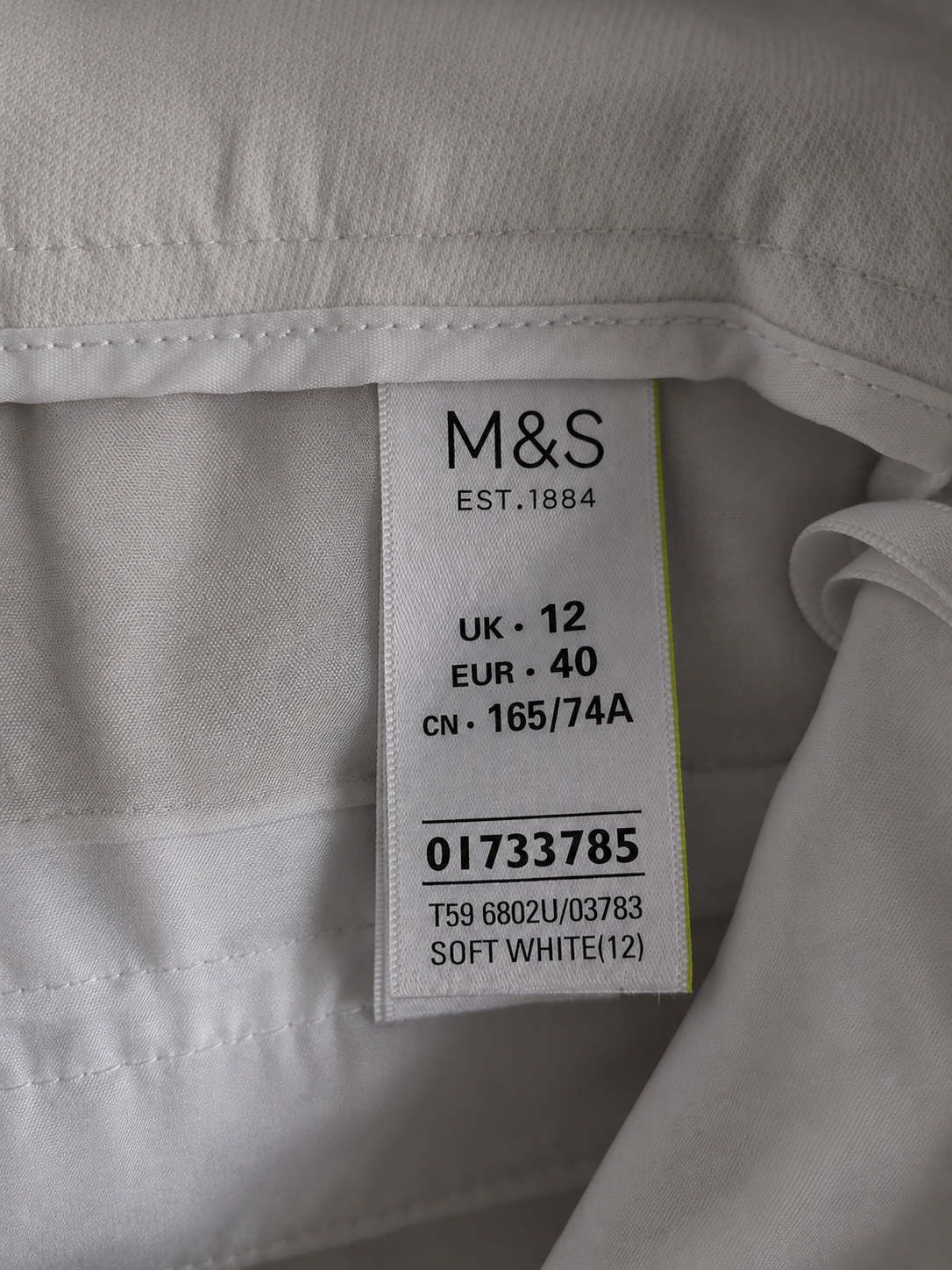 M&S size label