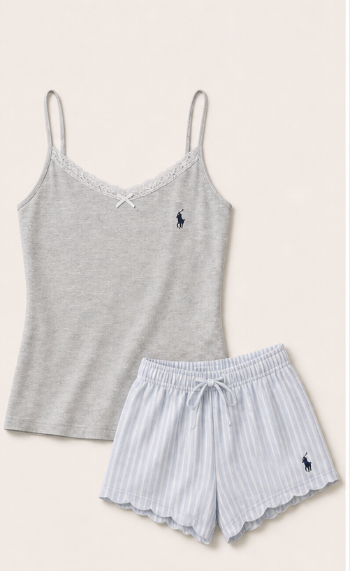 Women's grey cami top and shorts pyjama set