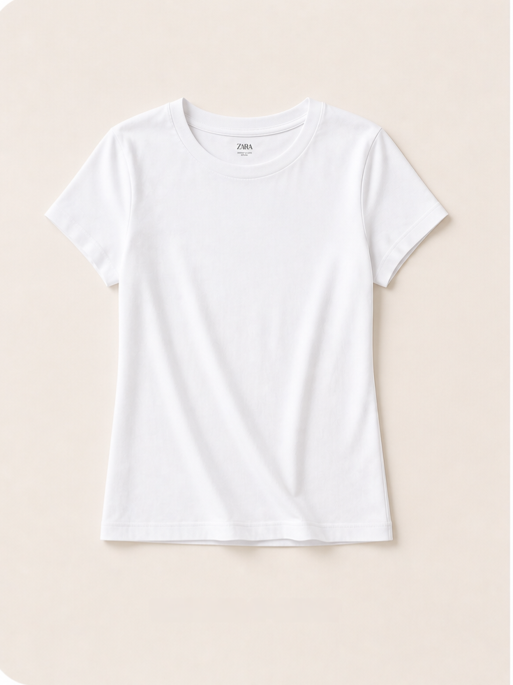 Plain white flat lay t-shirt