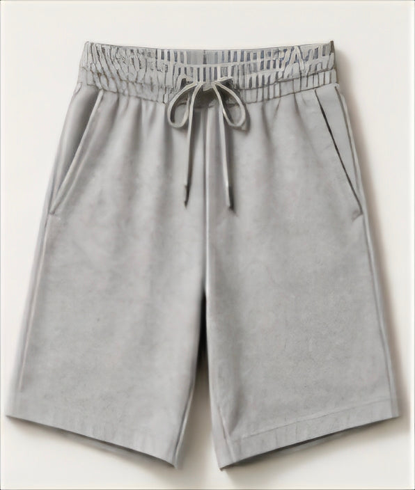 Gray men's shorts with drawstring waistband