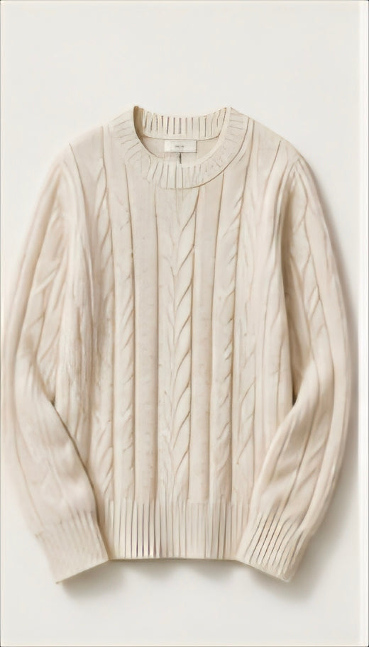 A picture of a beige patterned jumper