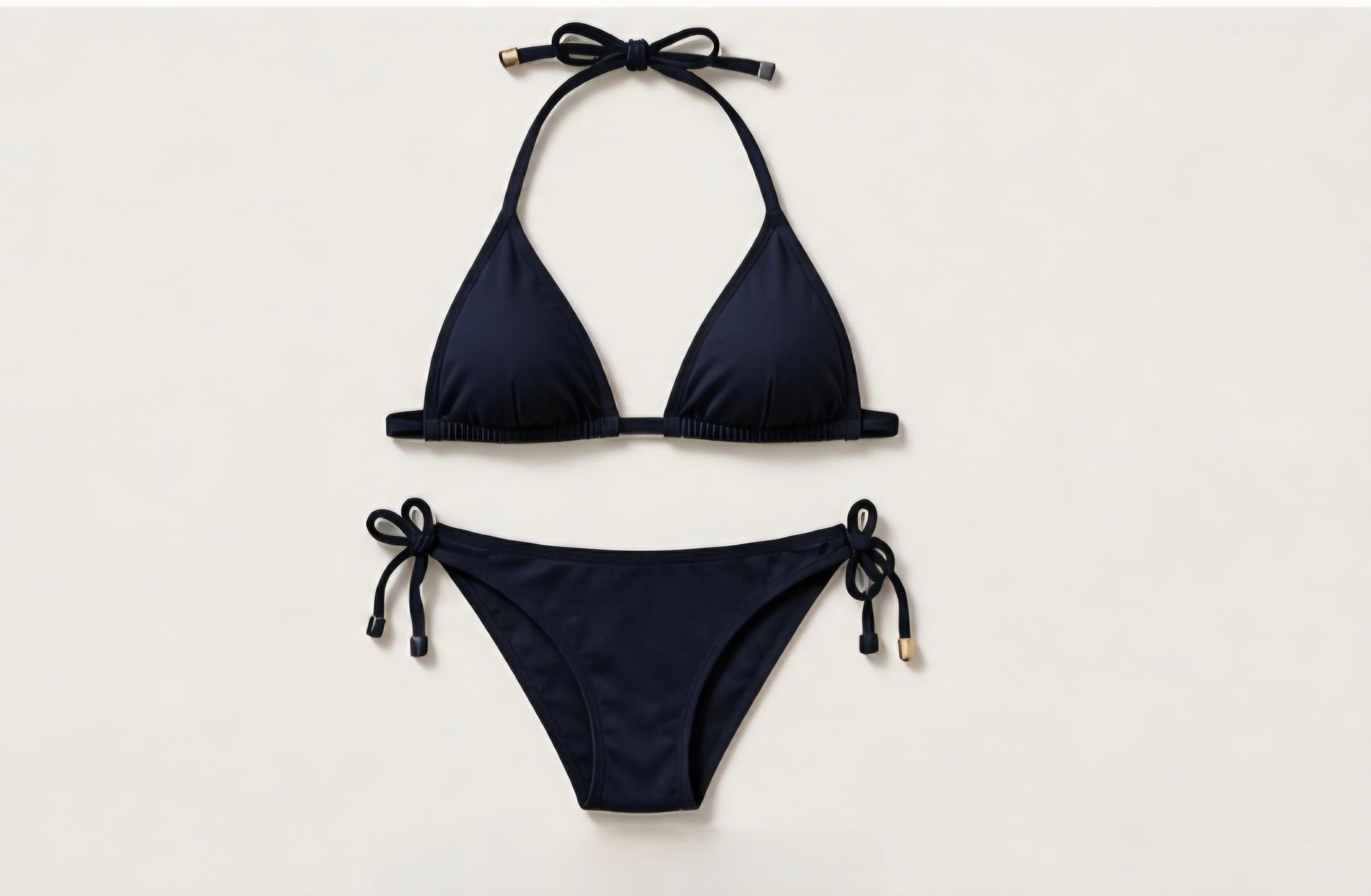 Women's navy matching halter neck bikini