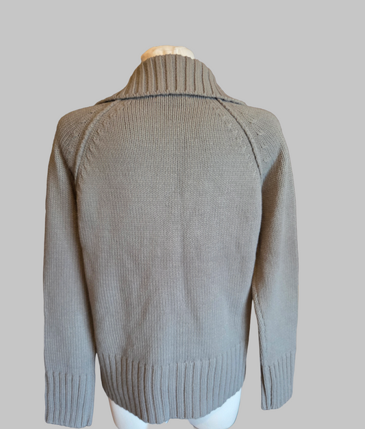 George Grey Button Cardigan – Ribbed Knit – Size - UK-16