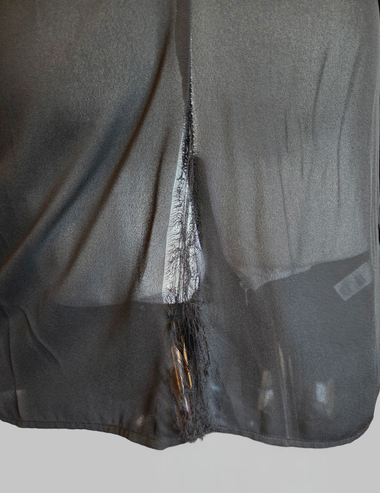 Close-up of a tear in fabric