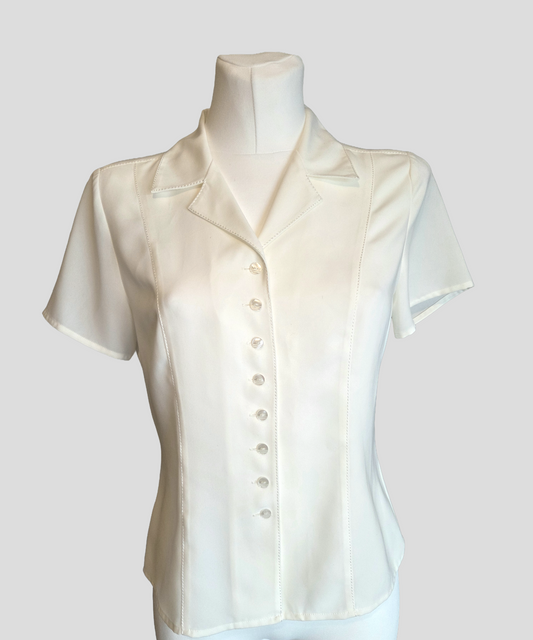 Anne Brooks - Debenhams- Cream Button Front Blouse – Petite Size - UK-10
