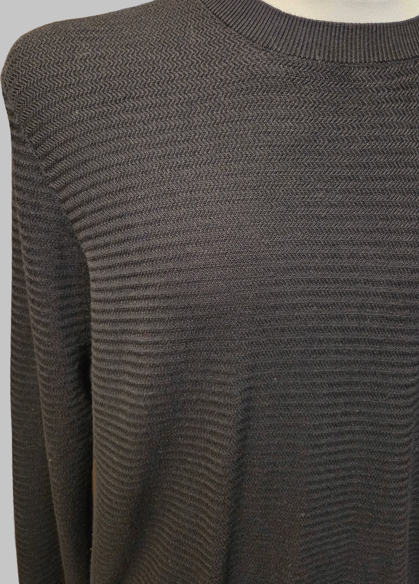 Close-up of a textured black sweatshirt