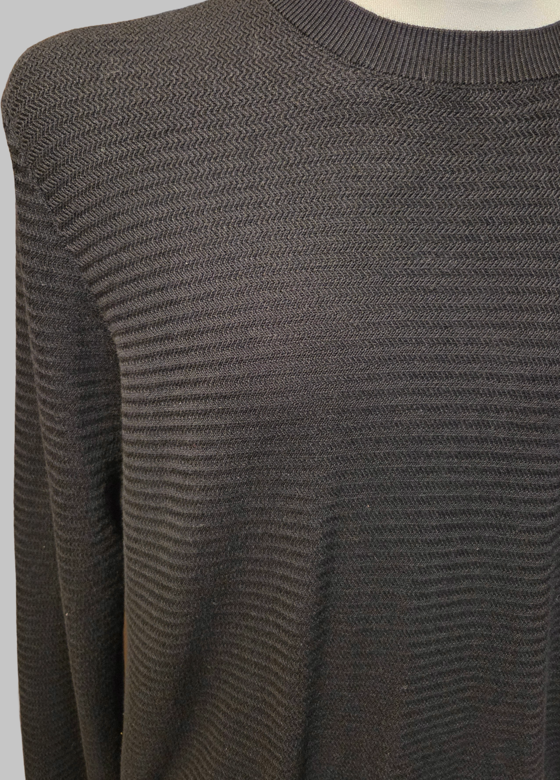 Close-up of a textured black sweatshirt