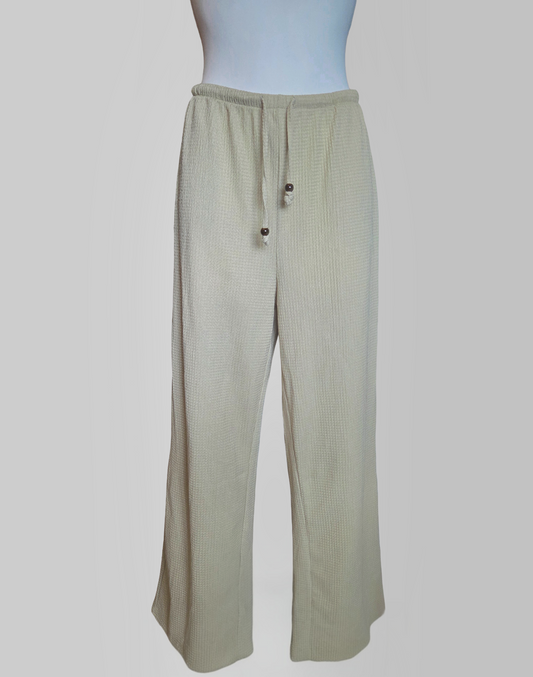 George Beige Textured Wide-Leg Trousers - Size - UK-16
