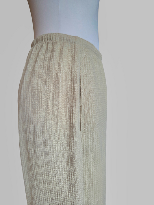 George Beige Textured Wide-Leg Trousers - Size - UK-16