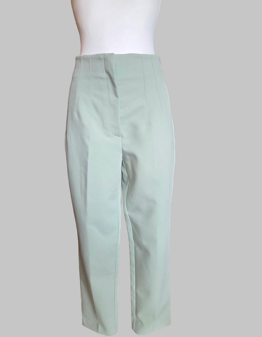 Zara Light Green High Waisted Straight Leg Trousers - Size - Large ( W30"-W31" )