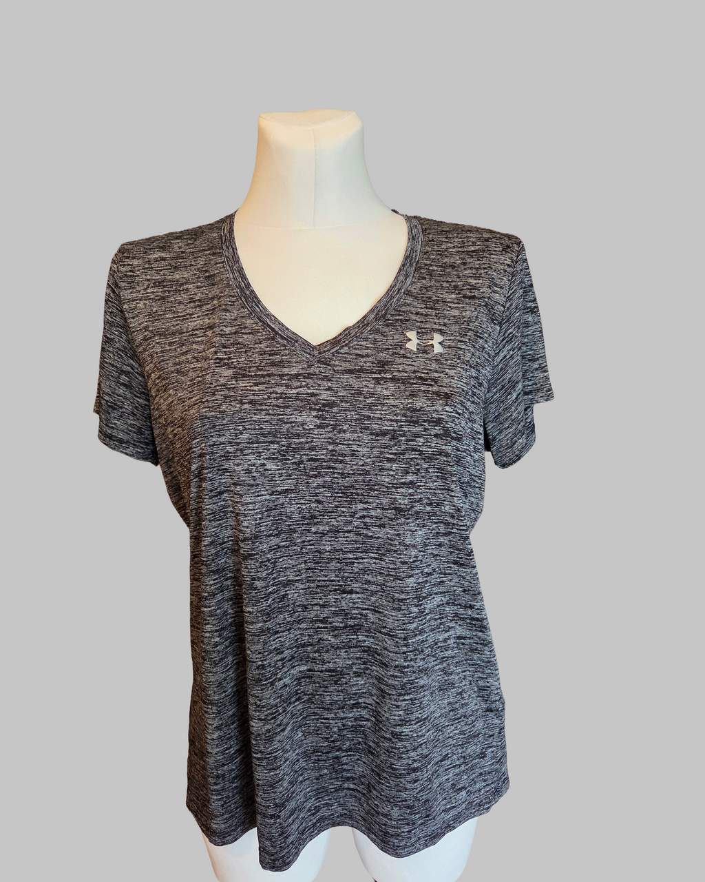 Under Armour Grey Marl HeatGear Tech V-Neck T-Shirt - Size - UK-Large