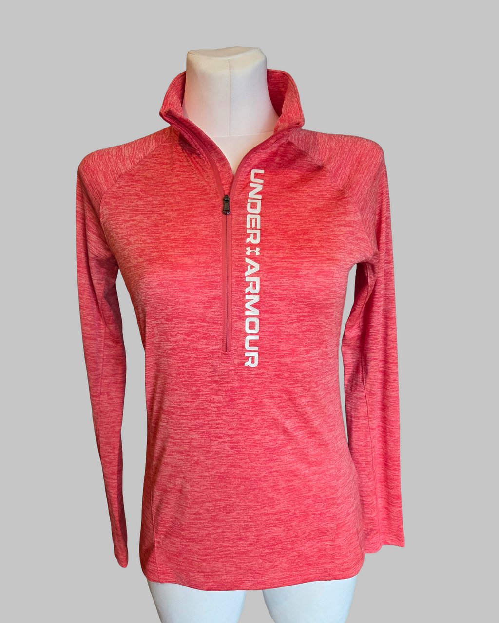 Under Armour Coral Marl Half Zip Long Sleeve Athletic Top - Size - UK-Small