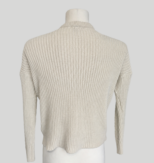 New Look Cream Cable Knit Roll Neck Jumper - Size - UK -8
