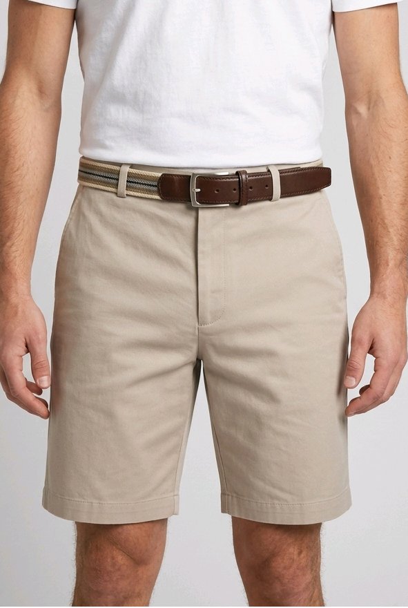 Man wearing beige shorts