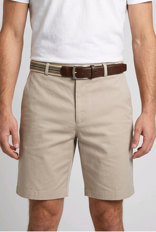 Man wearing beige shorts