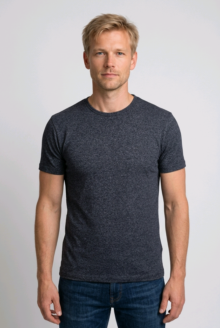Easy Est. 1973 Slim Fit Navy Marl T-Shirt Small