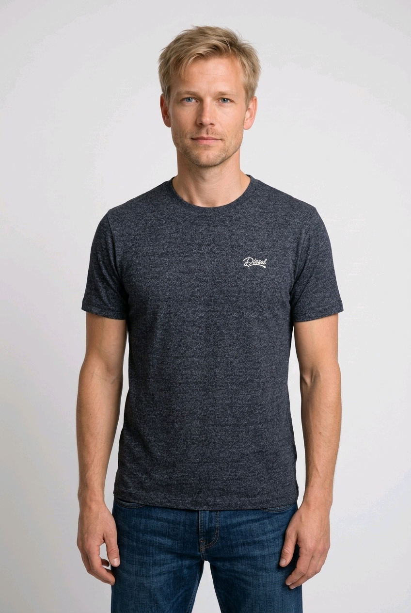 Diesel slate Blue Marl Logo Designer Casual T-Shirt 