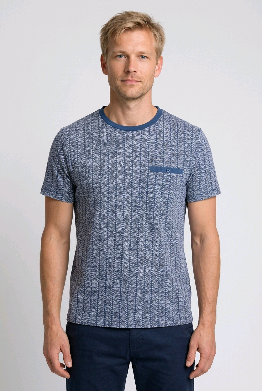 George blue & white pattern t-shirt