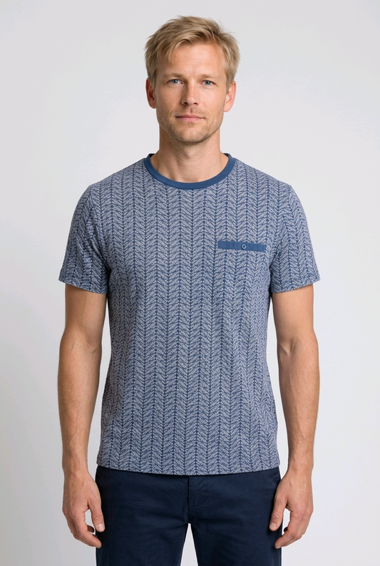 George blue & white pattern t-shirt