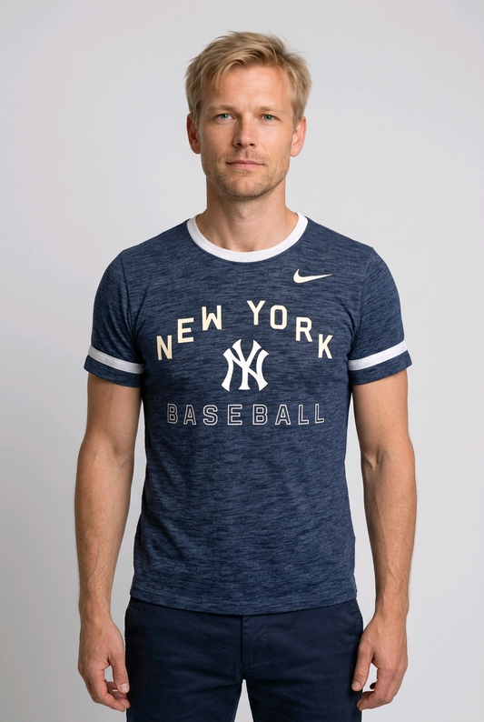 Man wearing a Nike New York Yankee t shirt
