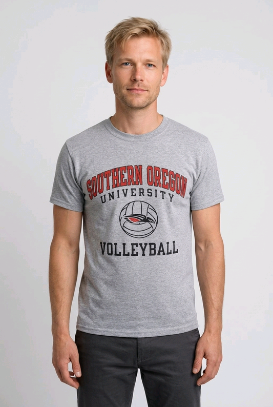 Man wearing grey t shirt