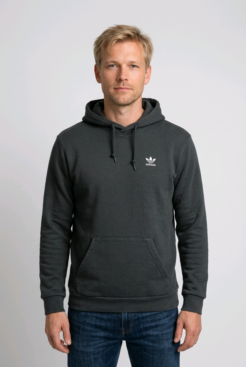 Adidas Originals green fitted hoodie with logo, men's activewear sweatshirt