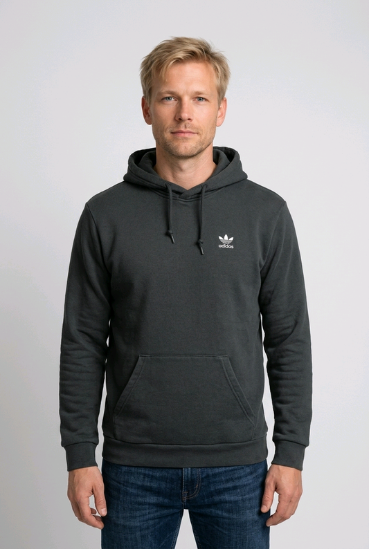 Adidas Originals green fitted hoodie with logo, men's activewear sweatshirt