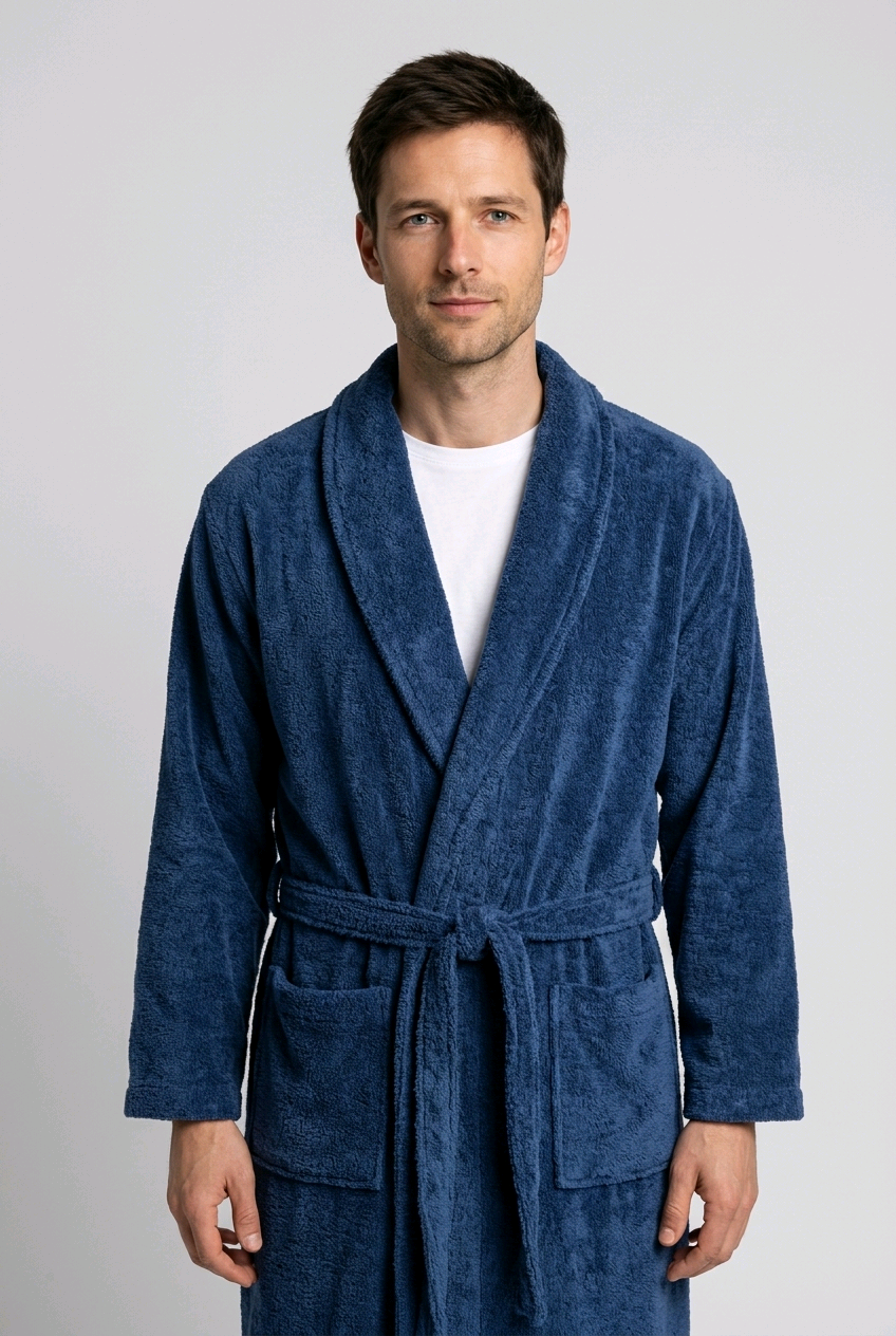 Blue dressing gown with tie