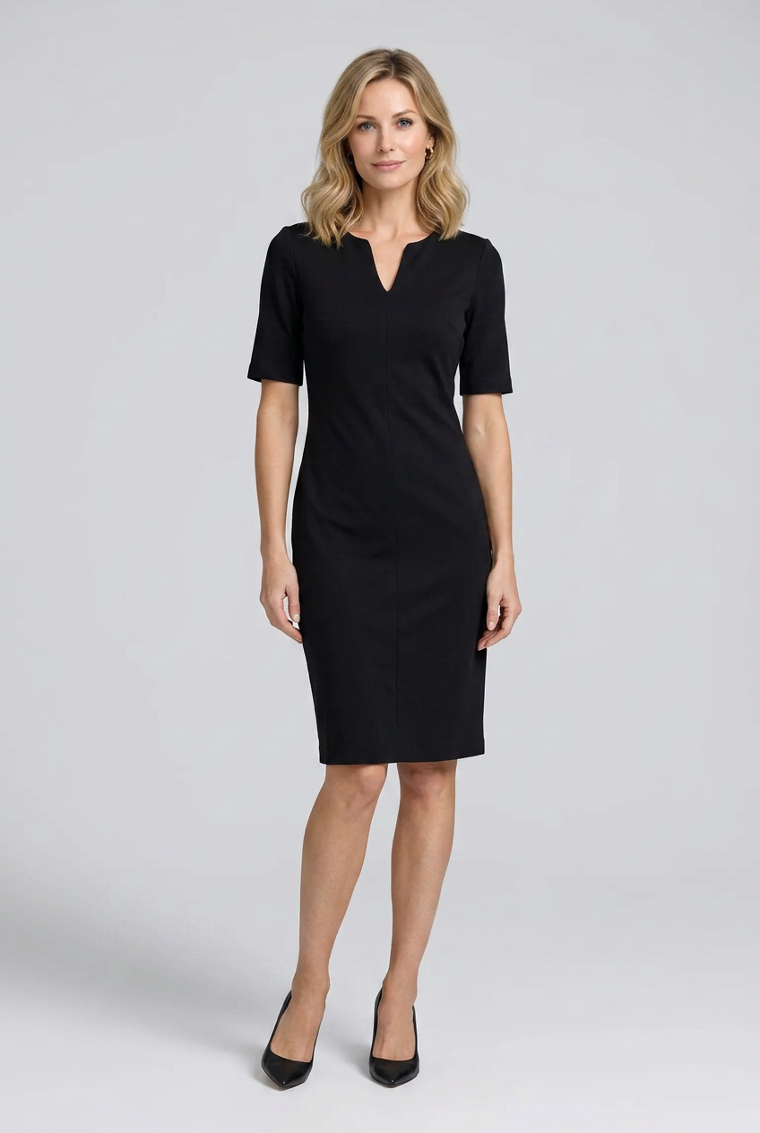 Woman wearing a black dress 